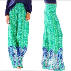 Lilly Pulitzer Lolani Silk Palazzo pants, Toucan Green